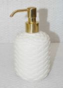 1 x VILLARI 'Peacock' Luxury Soap Dispenser In White And Gold - Dimensions: 17cm x 7cm approx - Made