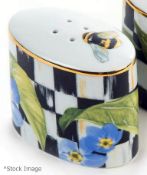 1 x MacKenzie-Childs 'Thistle & Bee' Porcelain Salt / Pepper Shaker - Dimensions: H6.5 x W7 x D4cm -