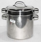 1 x Large Stainless Steel Cooking Stock Pot With Strainer And Lid - Dimensions: ø25 x H22cm