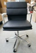 1 x Linear Low Back Soft Pad Office Executive Swivel Chair Black - Dimensions: 88(h) x 60(d) x 60(