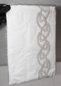 1 x YVES DELORME Luxury Pillowcase With Embroidered Celtic Design In Cream - 100% Cotton