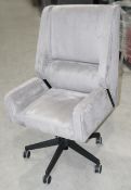 1 x Suede Uphostered Swivel Arm Chair In Light Grey - No VAT on the Hammer - CL712