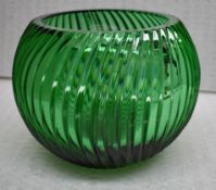 1 x BALDI 'Home Jewels' Italian Hand-crafted Artisan Crystal Bowl In Green - Dimensions: Height 15cm