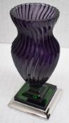 1 x BALDI 'Home Jewels' Italian Hand-crafted Artisan 'TIEPOLO' Vase In Dark Purple - RRP £1,520