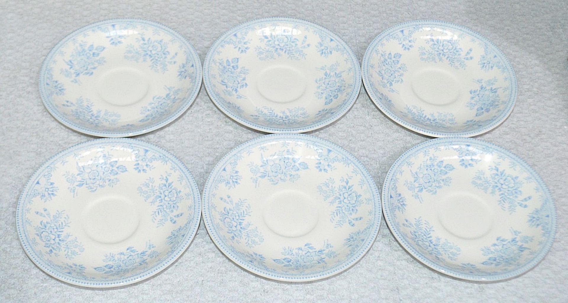 12 x BURLEIGH 'Blue Asiatic Pheasants' Handmade Teacup-Saucers - Unboxed Stock - Ref: HHW211-212/ - Image 4 of 5