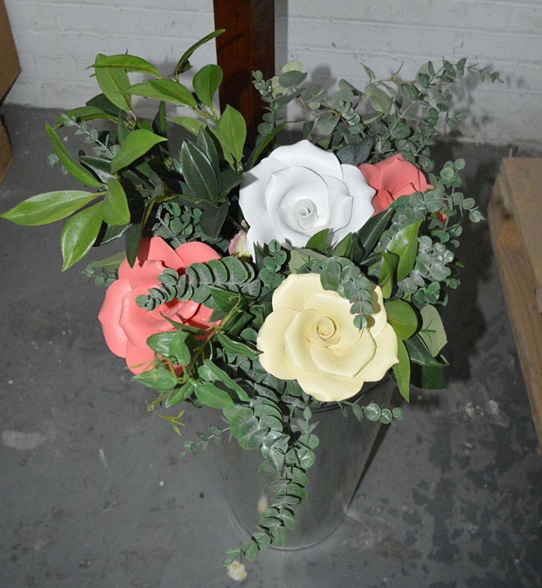 6 x Stunning Commercial Floral Display Bouquets Featuring Handmade Clay Roses and Silk Sprays - Ref: - Image 11 of 13
