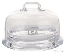 1 x LSA INTERNATIONAL 'Serve' Handmade Glass Dish And Cover - Dimensions: 8 x 13.5cm - Unused
