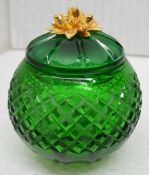 1 x BALDI 'Home Jewels' Italian Hand-crafted Artisan Crystal Coccinella Box In Green