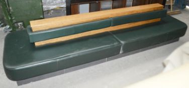 1 x Large Seating Bench Upholstered In A Green Faux Leather - Dimensions: H62 x W285 x D88cm