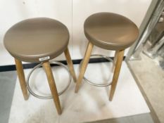 2 x Carl Hansen And Son Kitchen Leather Topped Breakfast Bar Stools Original Joint  RRP £1480.00 -