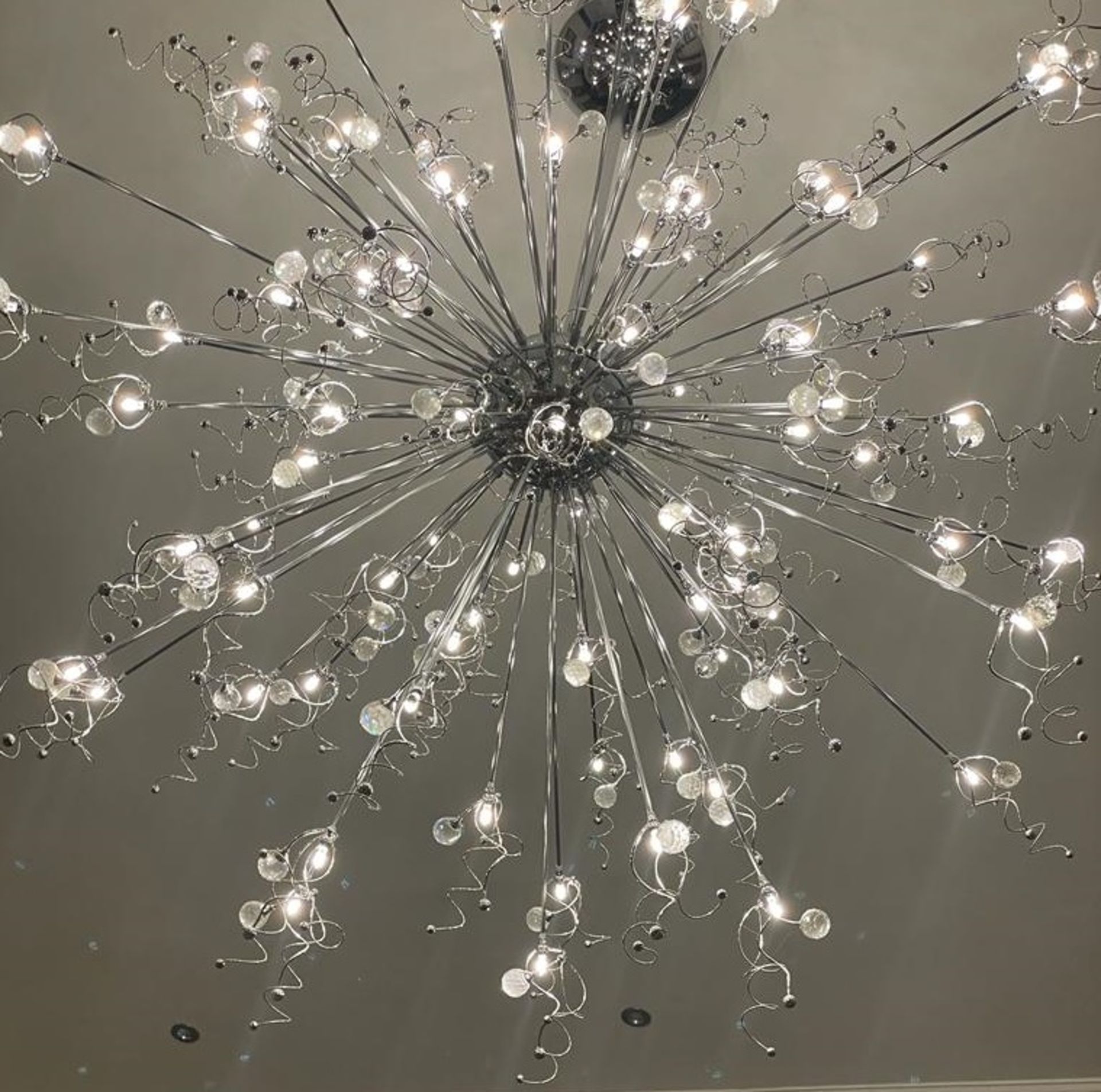 1 x Designer SPUKNIK Suspended CHANDELIER With CHROME Finish and LED LIGHTS - Approx Size 2m x 2m - Image 10 of 11