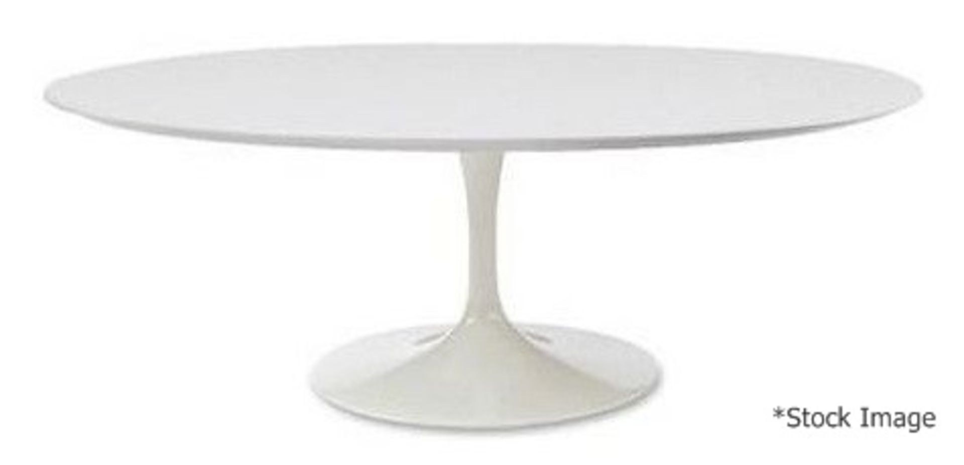 1 x Eero Saarinen Inspired Large Oval Wood-topped Dining Table In White - Image 2 of 2