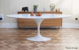 1 x Eero Saarinen Inspired Large Oval Wood-topped Dining Table In White