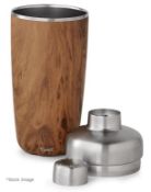 1 x S'WELL Teakwood Print Insulated Cocktail Bar Shaker - 18oz / 530ml - Unused Unboxed Stock - Ref: