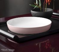 1 x VILLEROY & BOCH Porcelain Universial Flat Bowl With A Pink Band- Dimensions: ø23.5 x H3.7cm -