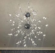 1 x Designer SPUKNIK Suspended CHANDELIER With CHROME Finish and LED LIGHTS - Approx Size 2m x 2m
