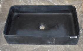 1 x Countertop Rectangular Wash Basin in Black - Includes Slotted Pop Up Waste - New and Unused -