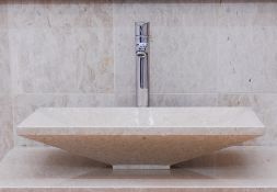 1 x Stonearth 'Karo' Solid Travertine Stone Countertop Sink Basin - New Boxed Stock - RRP £525