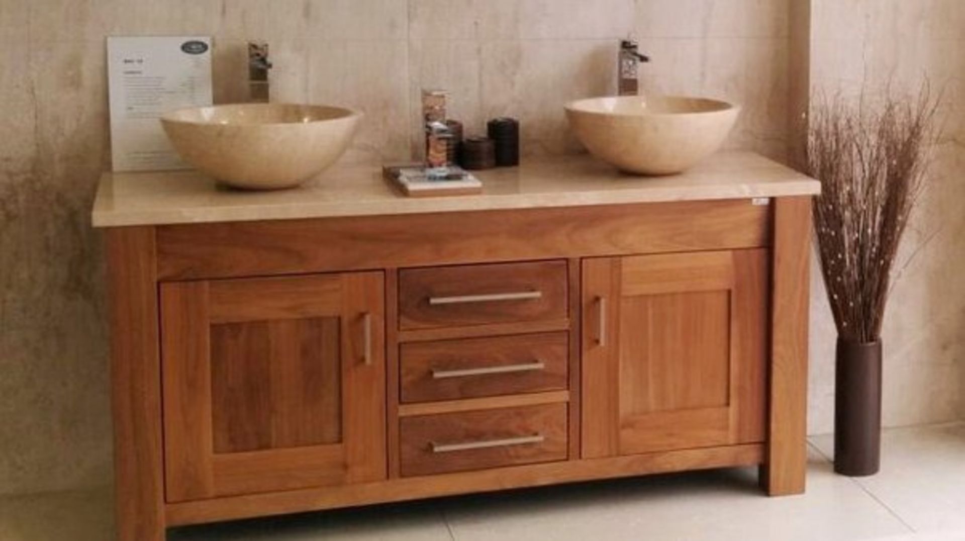 1 x Stonearth 'Inspire' 1500mm Washstand With Marble Top - American Solid Walnut - RRP £2,600 - Image 12 of 14