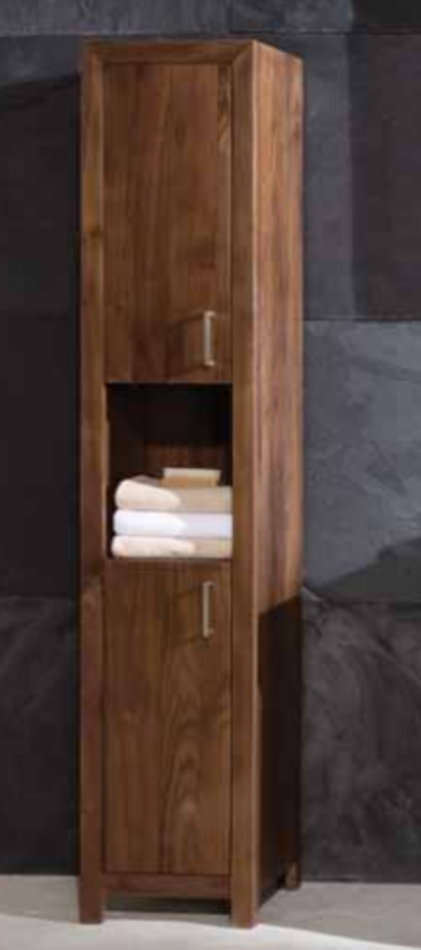 1 x Stonearth Freestanding Tallboy Bathroom Storage Cabinet - American Solid Walnut - RRP £996! - Image 7 of 14