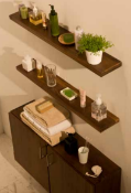 1 x Stonearth Bathroom Storage Shelf With Concealed Brackets - American Solid Walnut - Size: 900mm