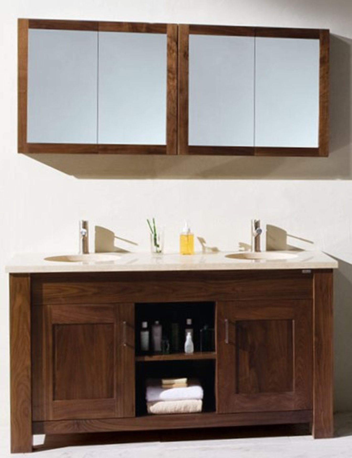 1 x Stonearth 600mm Wall Mounted Mirrored Bathroom Storage Cabinet - American Solid Walnut RRP £460 - Image 9 of 13