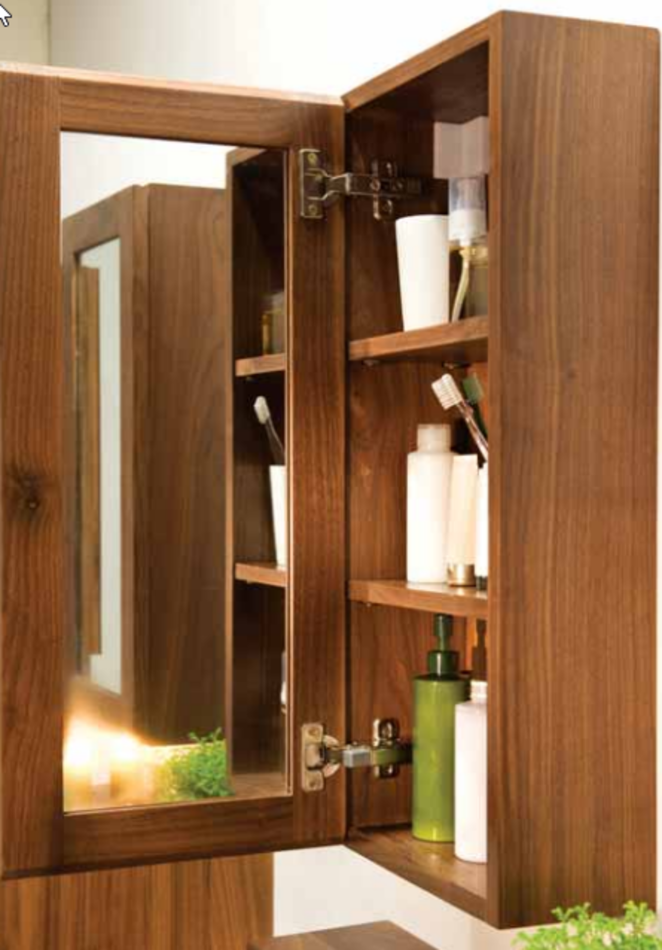 1 x Stonearth 300mm Wall Mounted Mirrored Bathroom Storage Cabinet - American Solid Walnut RRP £356 - Image 3 of 10