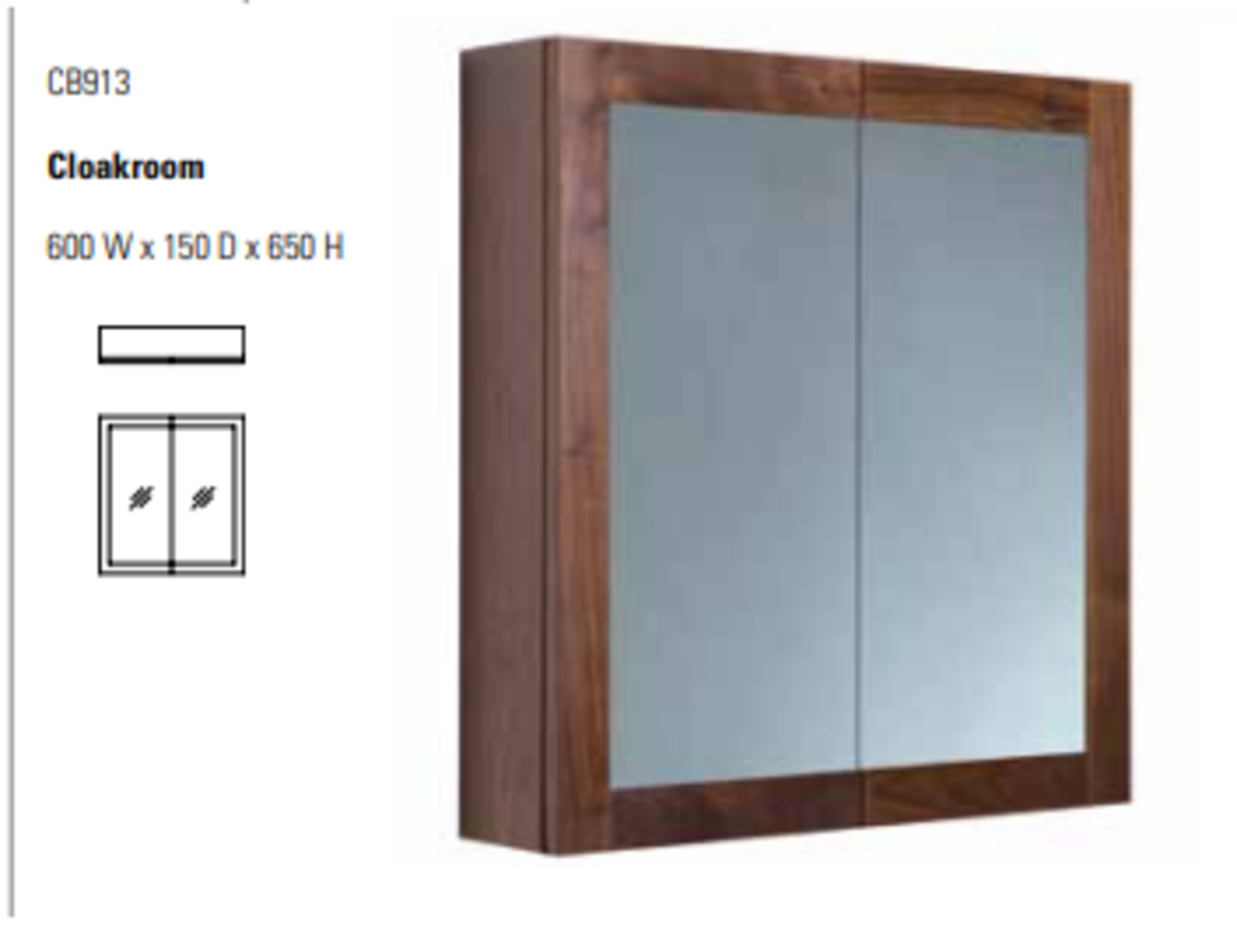 1 x Stonearth 600mm Wall Mounted Mirrored Bathroom Storage Cabinet - American Solid Walnut RRP £460 - Image 4 of 13