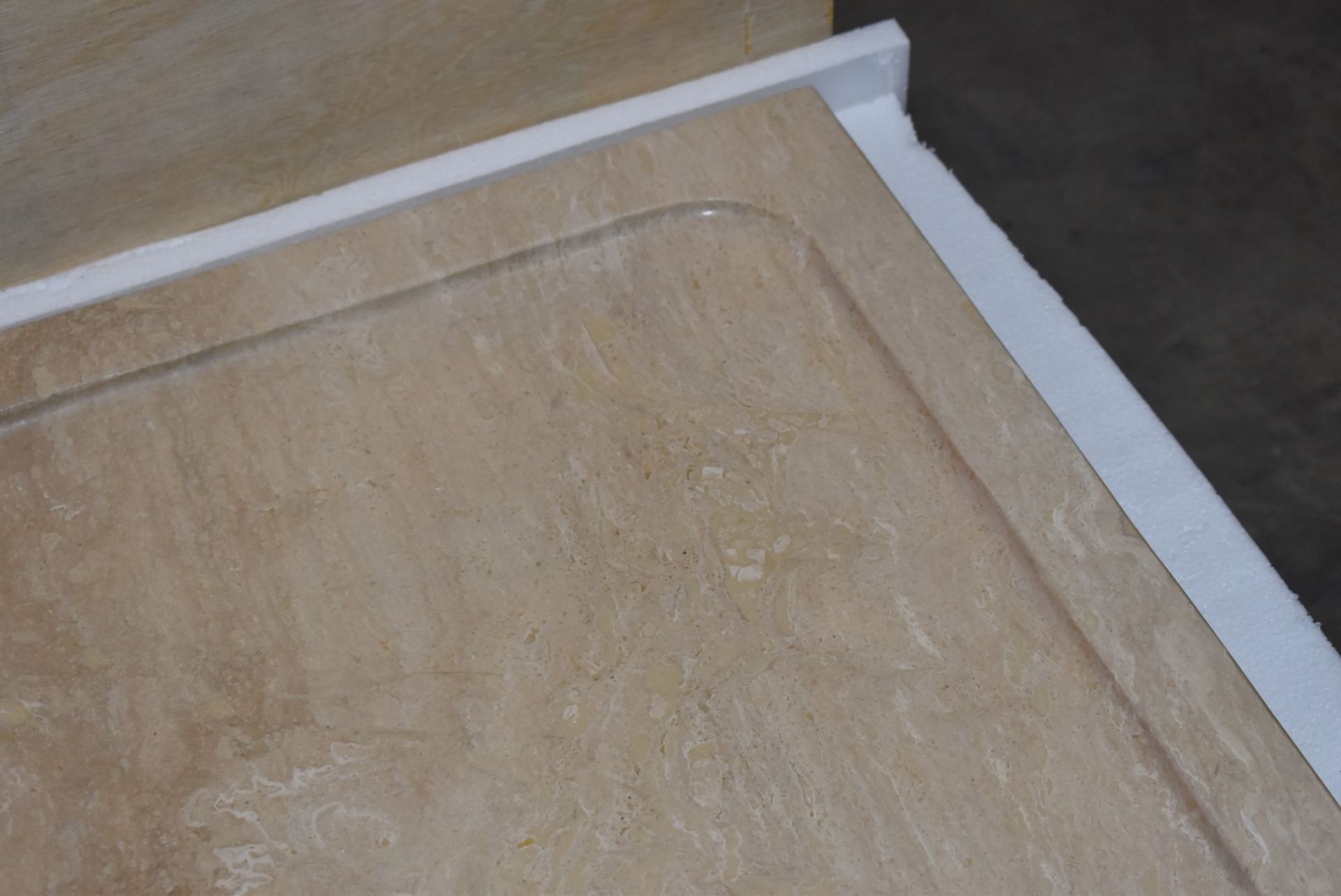 1 x Stonearth Luxury Solid Travertine Stone 900mm Shower Tray - Hand Made From Travertine Stone - Image 9 of 12