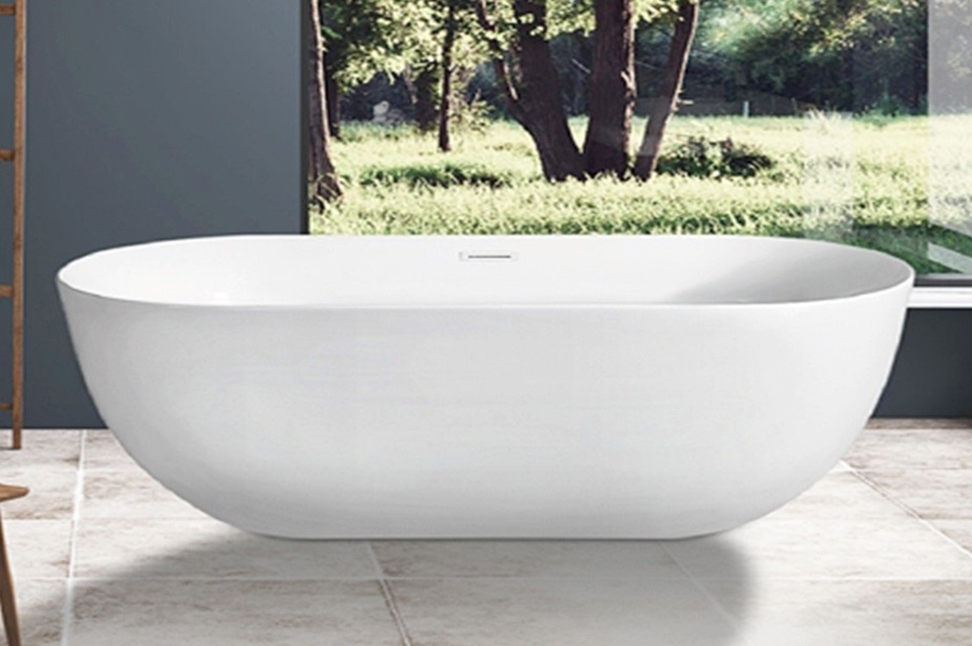 1 x Freestanding Contemporary Double Ended Acrylic Bath Finished in White - Dimensions: