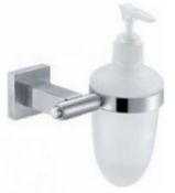 1 x Stonearth Glass Soap Dispenser With Holder - Solid Stainless Steel Bathroom Accessory - New