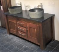 1 x Stonearth 'Inspire' 1500mm Washstand With Marble Top - American Solid Walnut - RRP £2,600