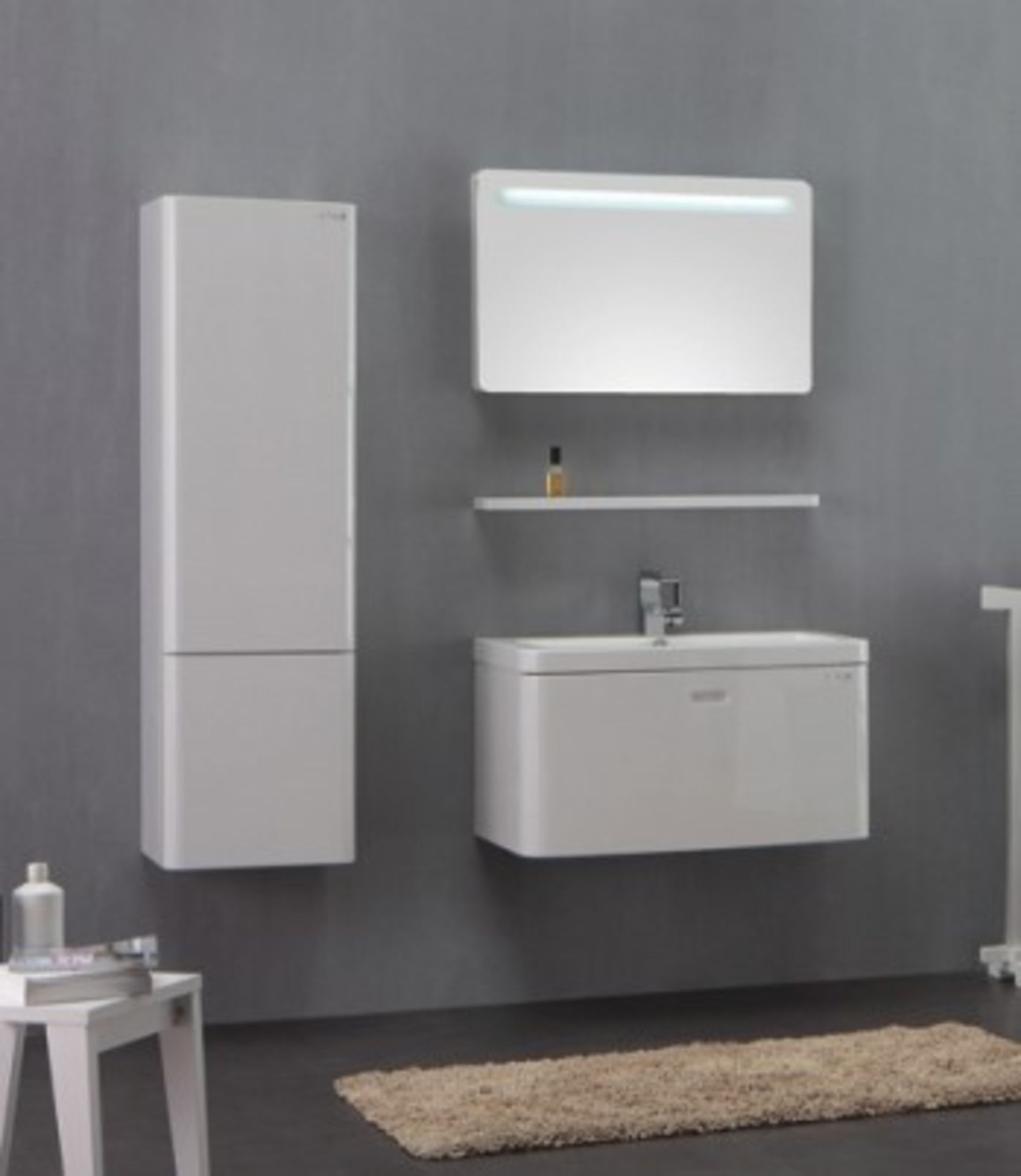 1 x Austin Bathrooms Wall Mounted Bathroom Storage Unit - RRP £450 - High Gloss Finish With Round - Image 2 of 3