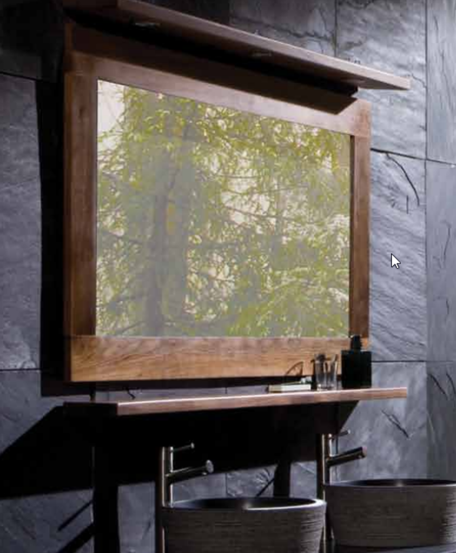 1 x Stonearth Bathroom Wall Mirror With Solid Walnut Frame and Bevelled Glass Mirror - Size: Large - Image 4 of 11
