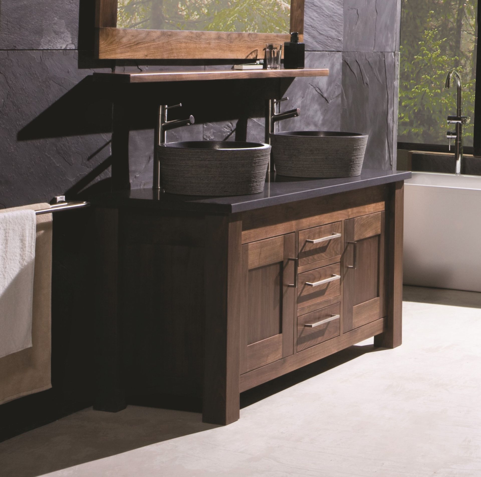 1 x Stonearth 'Inspire' 1500mm Washstand With Marble Top - American Solid Walnut - RRP £2,600 - Image 2 of 14