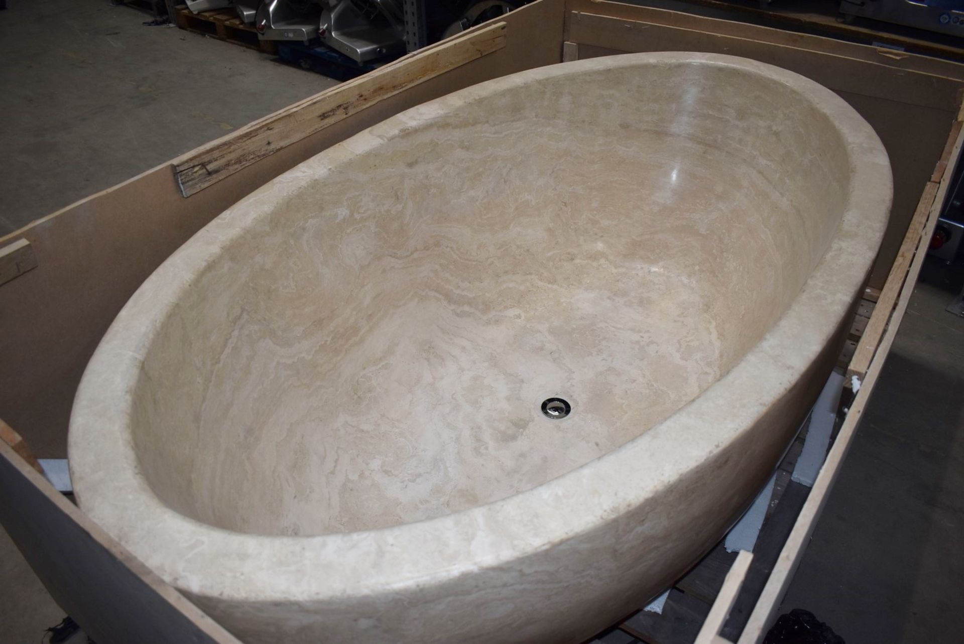 1 x Stonearth Luxury Grand Travertine Bath - Made From a Solid Piece of Stone - RRP £19,000 - New! - Image 6 of 25