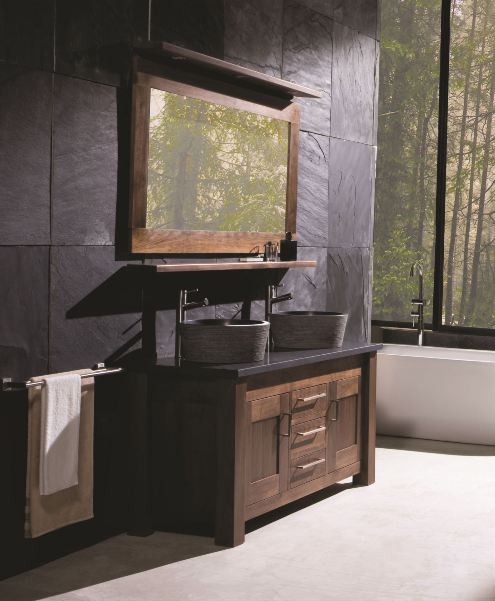 1 x Stonearth 'Inspire' 1500mm Washstand With Marble Top - American Solid Walnut - RRP £2,600 - Image 3 of 14