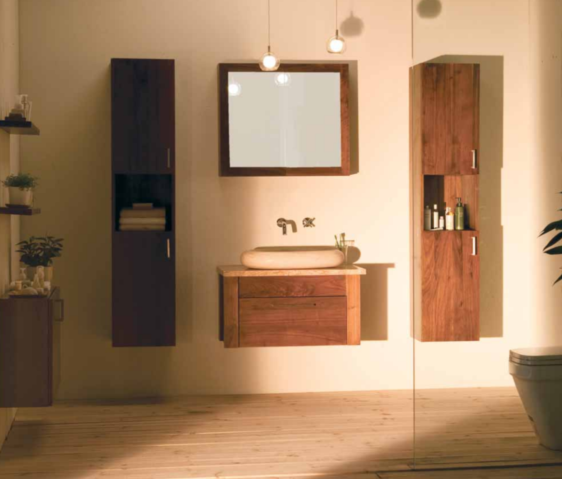 1 x Stonearth Wall Hung Tallboy Bathroom Storage Cabinet - American Solid Walnut - Original RRP £996 - Image 11 of 16