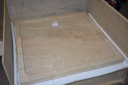 1 x Stonearth Luxury Solid Travertine Stone 900mm Shower Tray - Hand Made From Travertine Stone