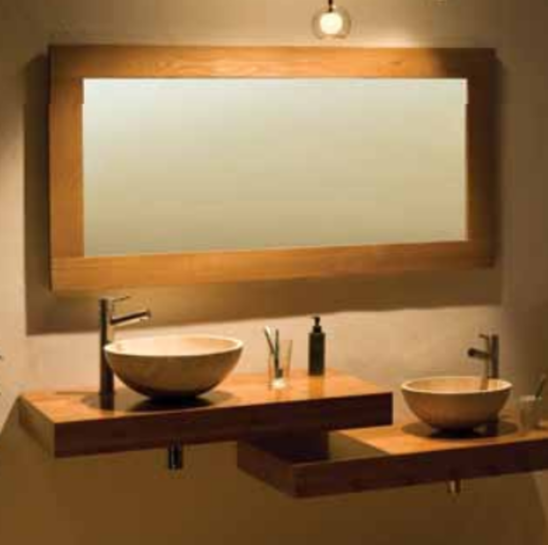 1 x Stonearth Bathroom Wall Mirror With Solid Walnut Frame and Bevelled Glass Mirror - Size Ex Large - Image 2 of 12