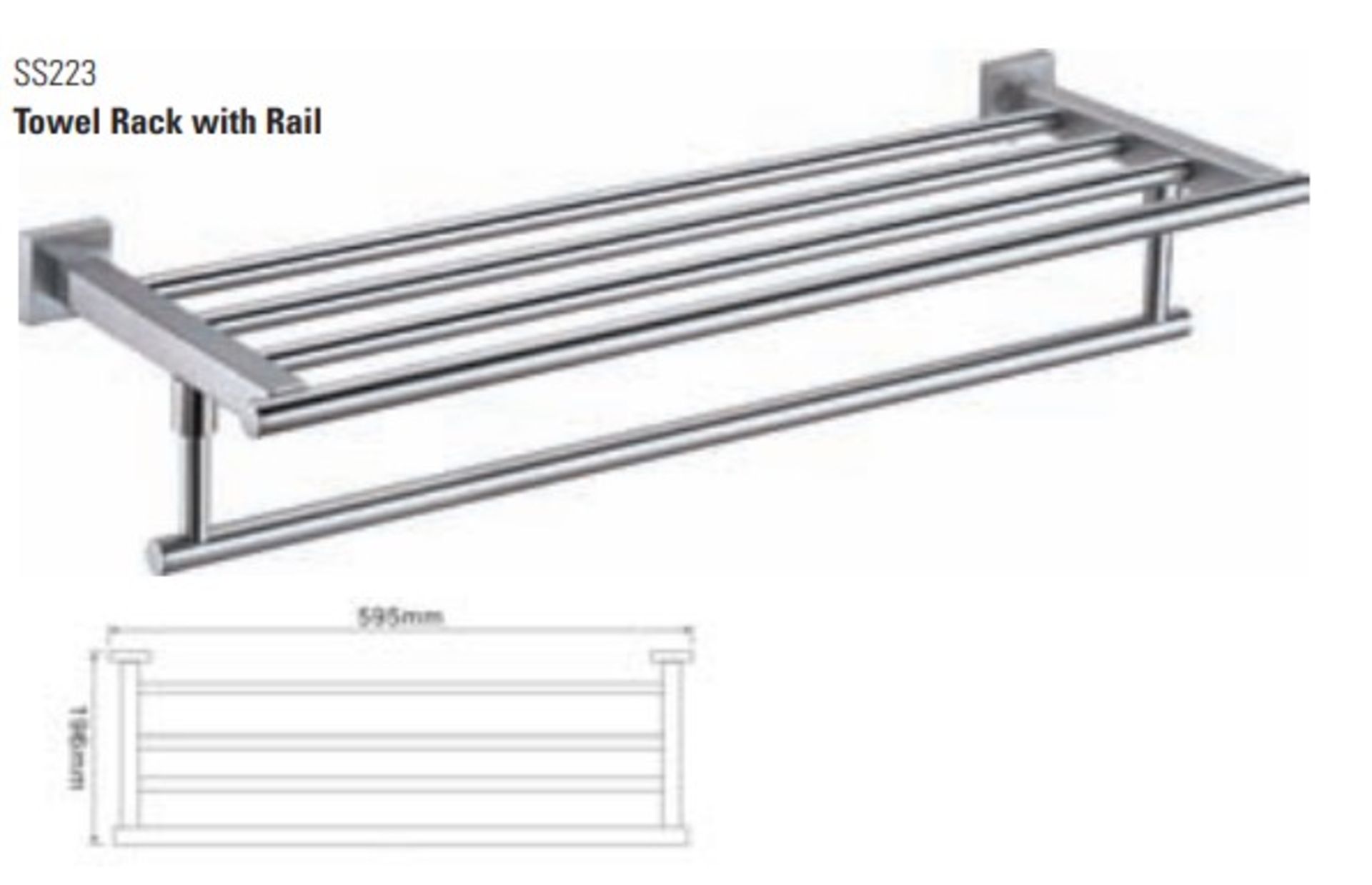 1 x Stonearth Towel Rack With Hand Towel Rail - Solid Stainless Steel Bathroom Accessory - Brand New - Image 2 of 3