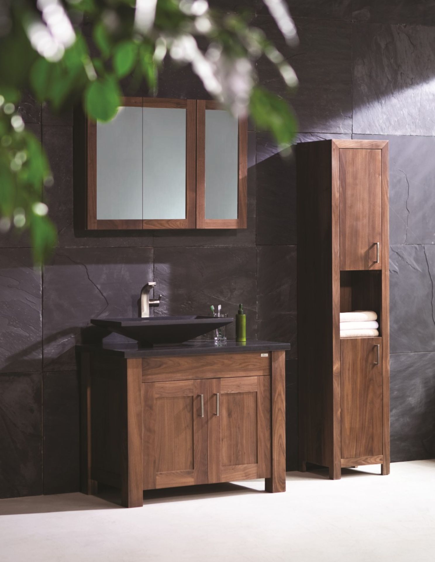 1 x Stonearth Freestanding Tallboy Bathroom Storage Cabinet - American Solid Walnut - RRP £996! - Image 5 of 14