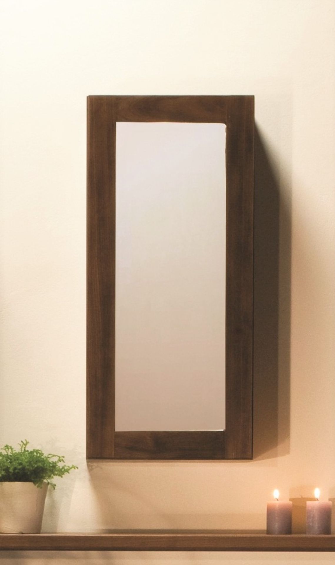 1 x Stonearth 300mm Wall Mounted Mirrored Bathroom Storage Cabinet - American Solid Walnut RRP £356 - Image 2 of 10