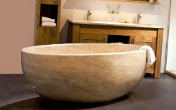 High-End Stonearth Bathroom Stock - Features Solid Travertine Stone Bath & Shower Tray, Solid Walnut Bathroom Units, Marble Sinks and More!