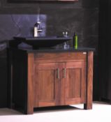 1 x Stonearth 'Finesse' 1200mm Countertop Washstand With Marble Top - Solid Walnut - RRP £1,968