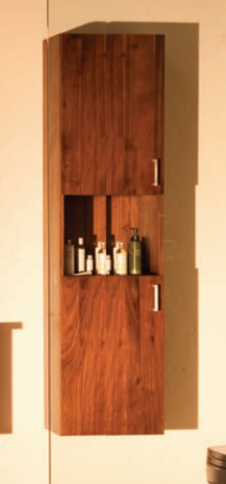 1 x Stonearth Wall Hung Tallboy Bathroom Storage Cabinet - American Solid Walnut - Original RRP £996 - Image 4 of 10