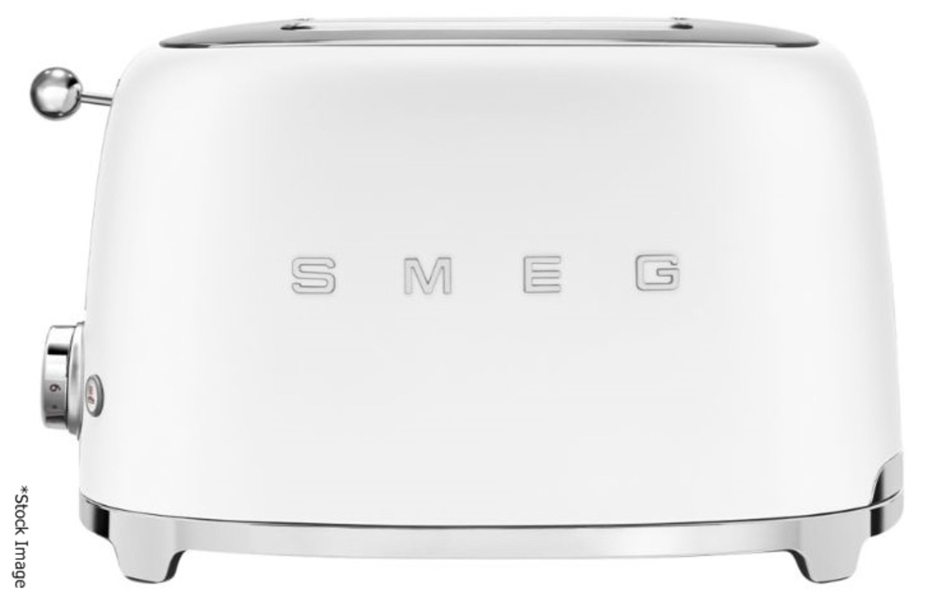 1 x SMEG Retro-Style 2-Slice Toaster In Matt White & Chrome - Original Price £189.00 - Boxed Stock - Image 2 of 13