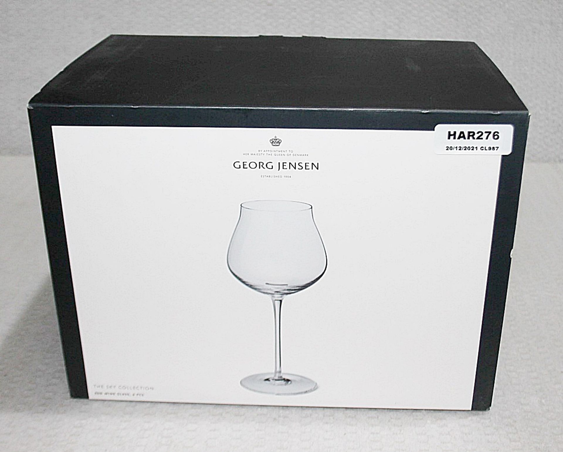 Set of 5 x GEORG JENSEN 'Sky' Crystal Red Wine Glasses (500ml) - Unused Boxed Stock - Ref: HAR276/ - Image 5 of 6
