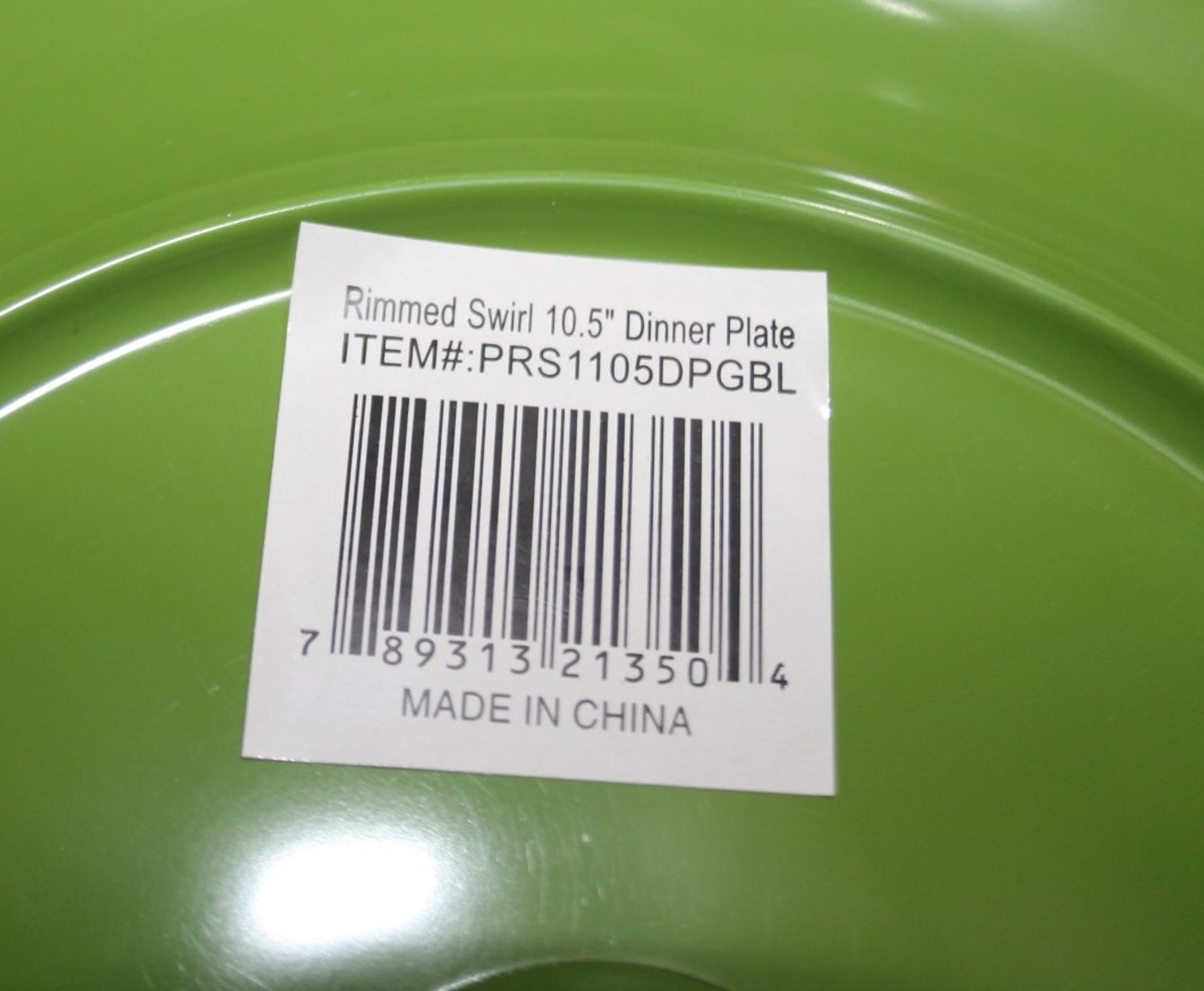 4 x MARIO LUCA GIUSTI 'Brunello Rimmed Swirl' Designer 26cm Melamine Dinner Plates In Green - Image 4 of 5