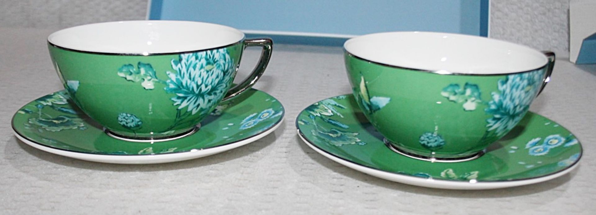 1 x JASPER CONRAD / WEDGWOOD 'Chinoiserie' Teacup And Saucer Set - Original Price £125.00 - Boxed - Image 3 of 10